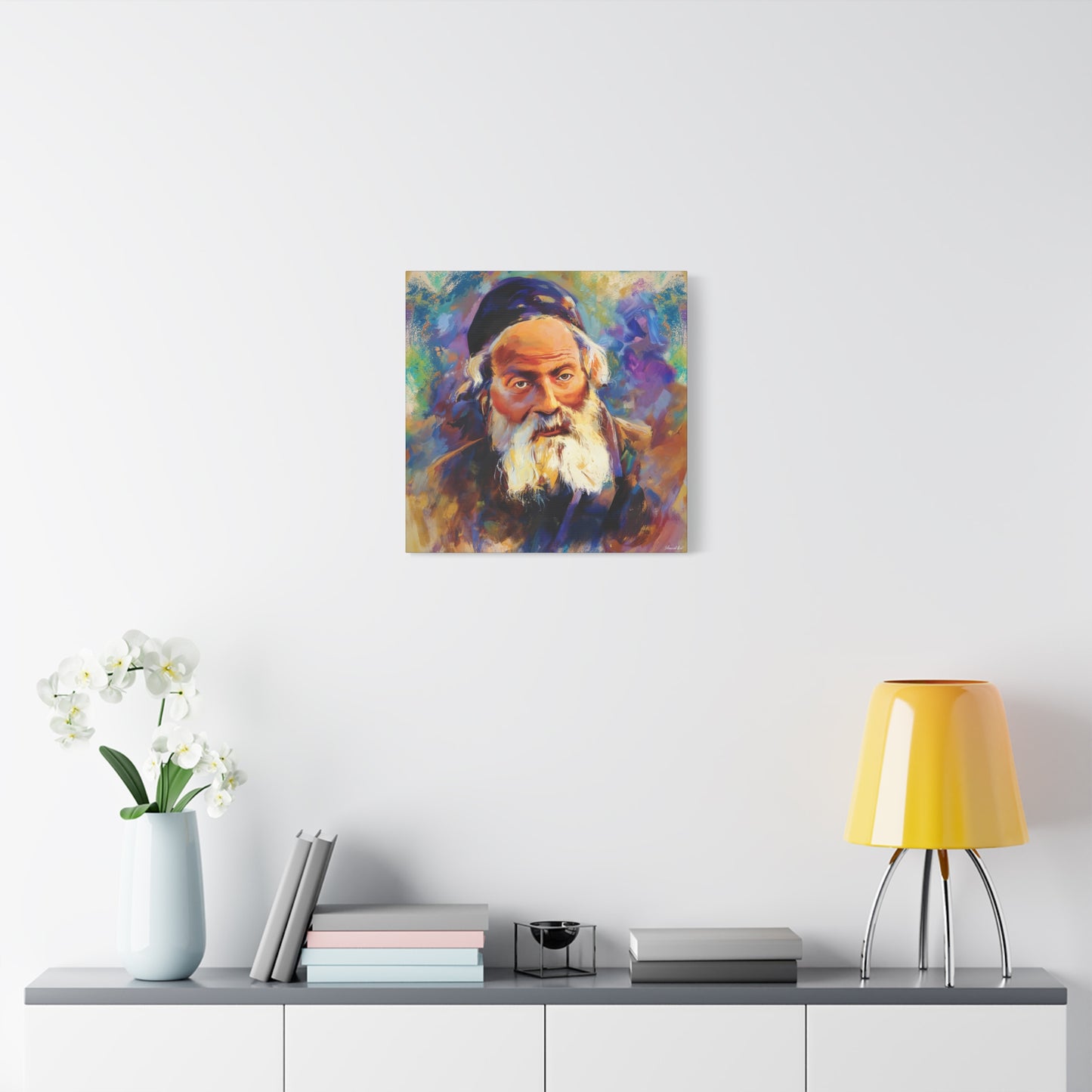 Chofetz Chaim Colorful Painting by Shmueli Bell, Gedolim picture, Jewish art, Chafetz Chaim Art Cavas Print