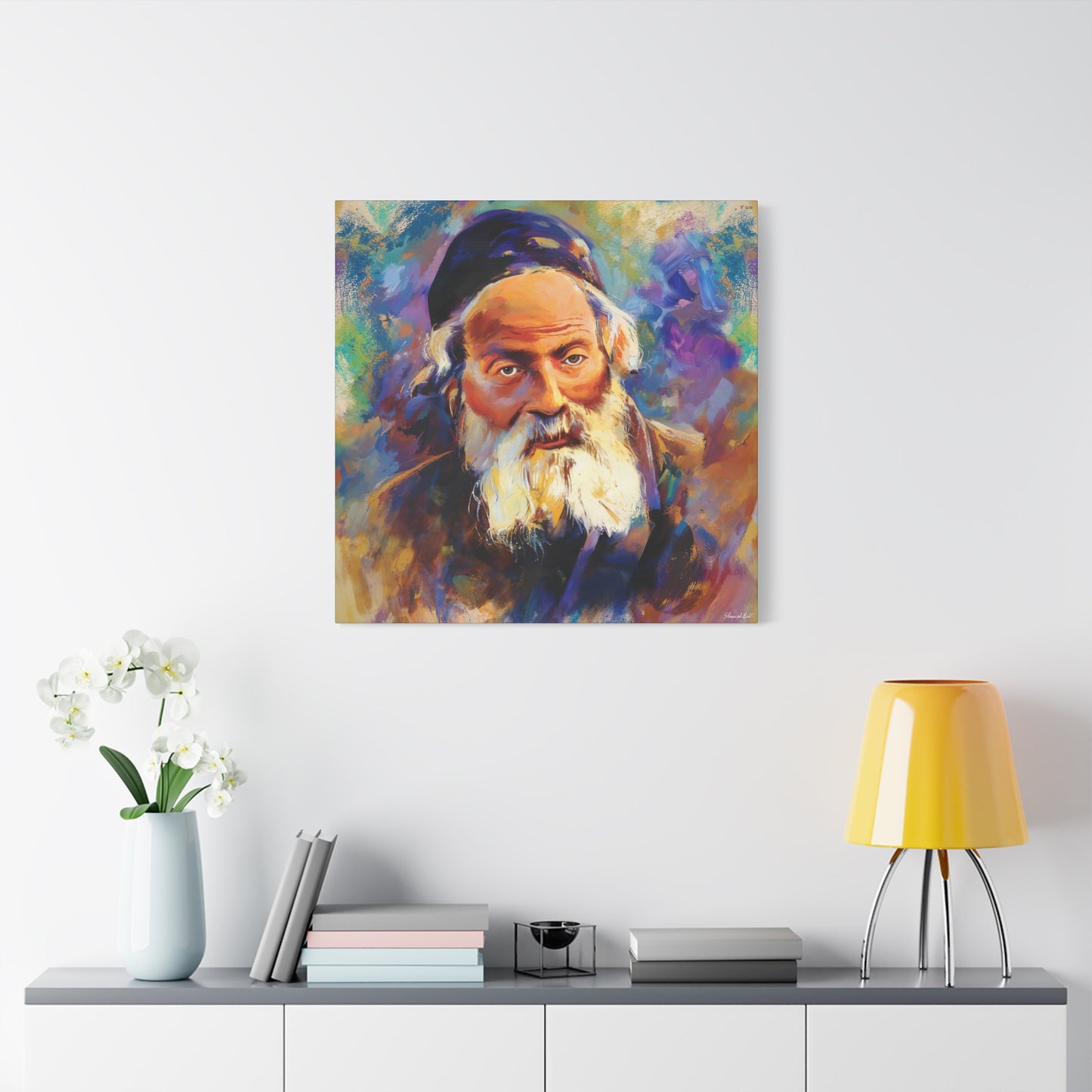 Chofetz Chaim Colorful Painting by Shmueli Bell, Gedolim picture, Jewish art, Chafetz Chaim Art Cavas Print