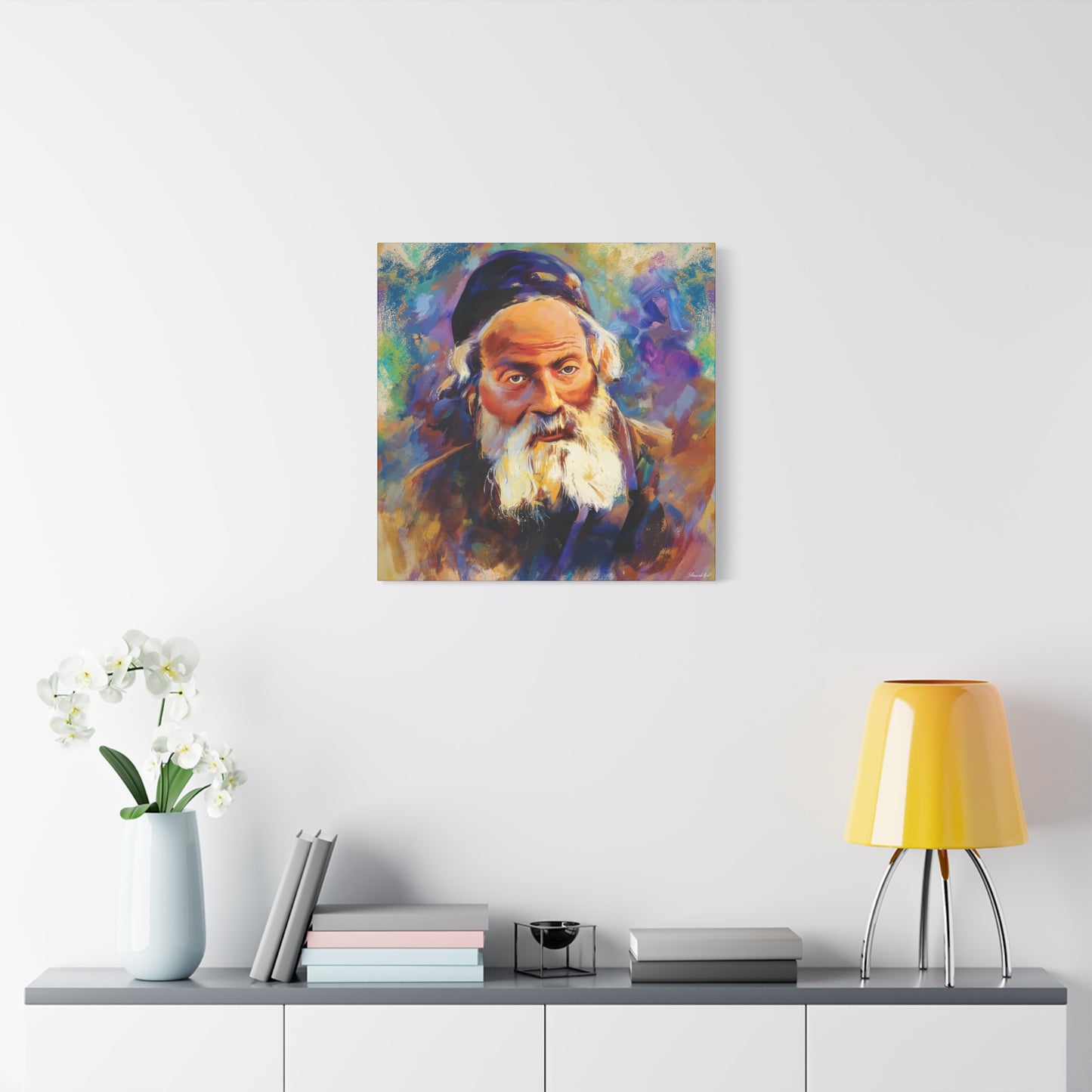 Chofetz Chaim Colorful Painting by Shmueli Bell, Gedolim picture, Jewish art, Chafetz Chaim Art Cavas Print