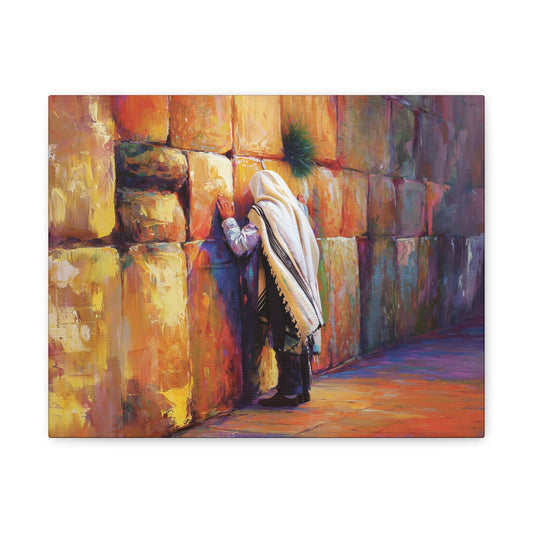 Praying at the Kotel Canvas |  Western Wall Jerusalem Print, Kosel, Judaica Wall Art Home Decor,  Israel Art, Jewish Art, Chassidic Painting