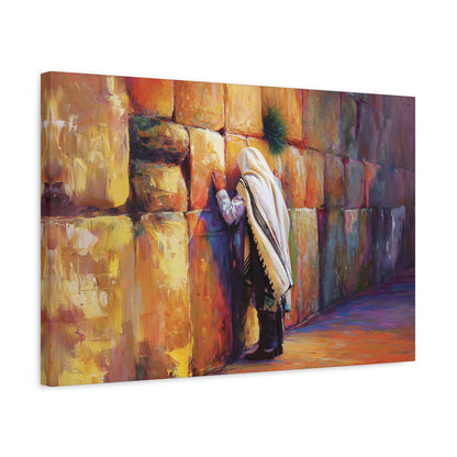 Praying at the Kotel (Western Wall ) Canvas |  Jewish Art