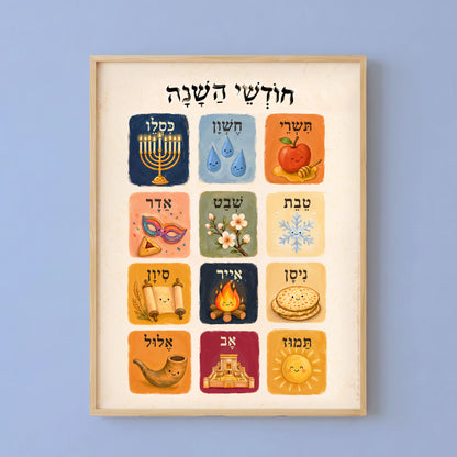 Jewish Calendar Poster for Kids