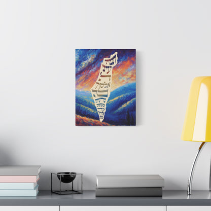 Israel Map Painting Canvas Israel Art Decor For Home or Gift, Am Yisrael Chai