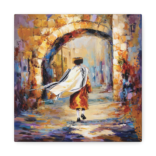 Old City Of Jerusalem Painting Canvas, Mea Shearim Art, Yerushalayim, Judaica Wall Art Canvas Print Gift, Jewish Home Decor, Jewish Art