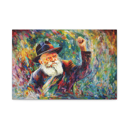 Lubavitcher Rebbe Canvas Print, Vibrant Chabad Jewish Art Portrait, Judaica Wall Decor 18×12