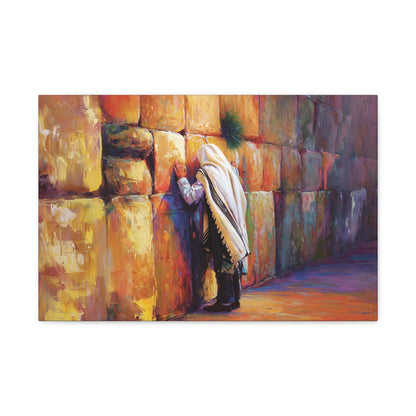 Praying at the Kotel (Western Wall ) Canvas |  Jewish Art