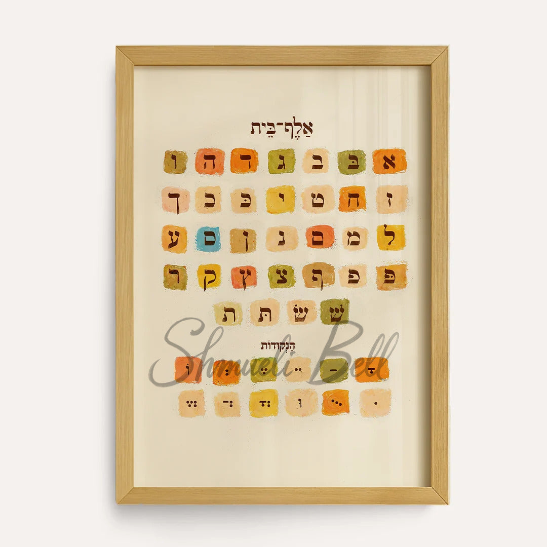 Jewish Kids Room Printable Set of 3 — Modeh Ani, Beit Hamikdash & Alef Bet